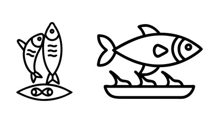 herring icon, fish line art, fish vector - simple black line art icon of herring perfect for logos, and fish-themed designs.