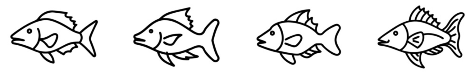hogfish icon, fish line art, fish vector - simple black line art icon of hogfish perfect for logos, and fish-themed designs.