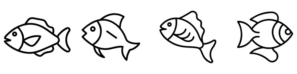 snapper icon, fish line art, fish vector - simple black line art icon of snapper perfect for logos, and fish-themed designs.