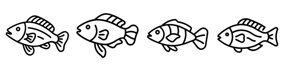 wrasse icon, fish line art, fish vector - simple black line art icon of wrasse perfect for logos, and fish-themed designs.