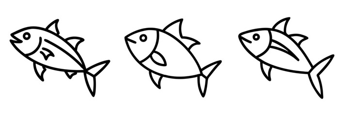 albacore tuna icon, fish line art, fish vector - simple black line art icon of albacore tuna perfect for logos, and fish-themed designs.