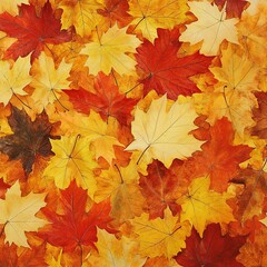 Fototapeta premium Maple leaves in autumn. Known as a source of syrup, sugar maple can reach 80 feet and up and swing up to 60 feet. Their fall foliage is viewed from yellow to orange and red.