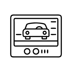 car dashboard screen icon, electronics line art, electronics vector - simple black line art icon of car dashboard screen perfect for logos, and electronics-themed designs.
