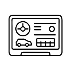car dashboard screen icon, electronics line art, electronics vector - simple black line art icon of car dashboard screen perfect for logos, and electronics-themed designs.