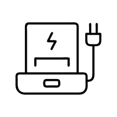 charging dock icon, electronics line art, electronics vector - simple black line art icon of charging dock perfect for logos, and electronics-themed designs.