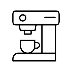 coffee maker icon, electronics line art, electronics vector - simple black line art icon of coffee maker perfect for logos, and electronics-themed designs.