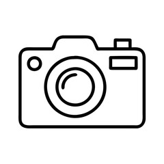 digital camera icon, electronics line art, electronics vector - simple black line art icon of digital camera perfect for logos, and electronics-themed designs.