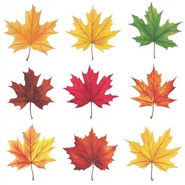 Maple leaves in autumn. Known as a source of syrup, sugar maple can reach 80 feet and up and swing up to 60 feet. Their fall foliage is viewed from yellow to orange and red.