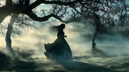 Enchanted Forest: A Woman in a Misty Meadow