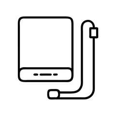 external hard drive icon, electronics line art, electronics vector - simple black line art icon of external hard drive perfect for logos, and electronics-themed designs.