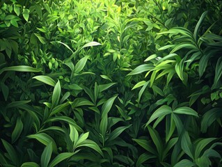 Lush Green Foliage Creates a Vibrant Jungle Atmosphere with Tropical Plants and Botanical Beauty.