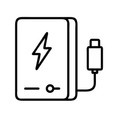 power bank icon, electronics line art, electronics vector - simple black line art icon of power bank perfect for logos, and electronics-themed designs.