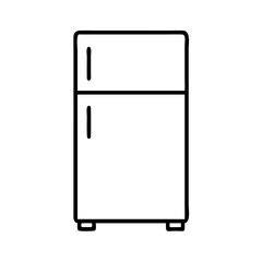 refrigerator icon, electronics line art, electronics vector - simple black line art icon of refrigerator perfect for logos, and electronics-themed designs.