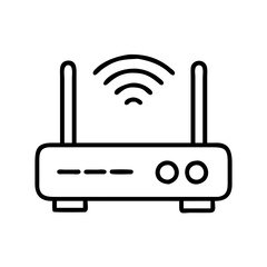 router icon, electronics line art, electronics vector - simple black line art icon of router perfect for logos, and electronics-themed designs.