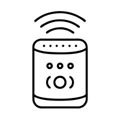 smart home speaker icon, electronics line art, electronics vector - simple black line art icon of smart home speaker perfect for logos, and electronics-themed designs.
