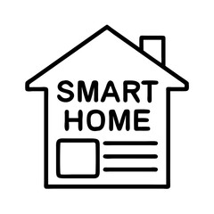 smart home text with icons icon, electronics line art, electronics vector - simple black line art icon of smart home text with icons perfect for logos, and electronics-themed designs.