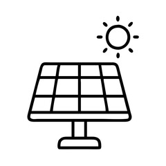 solar panel icon, electronics line art, electronics vector - simple black line art icon of solar panel perfect for logos, and electronics-themed designs.