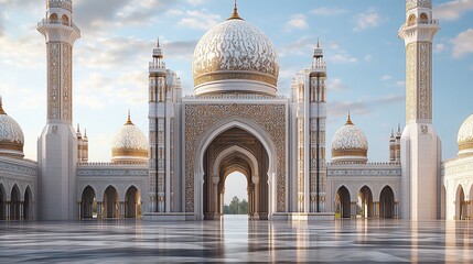 Fototapeta premium Majestic Grandeur: Architectural Marvel of a Modern Mosque