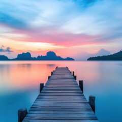 Fototapeta premium Serene sunset over water location unknown landscape photography tranquil environment wide angle view