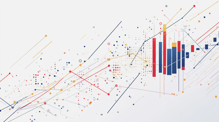 Abstract white background with Colorful charts and graphs with statistics to innovative analyze business potential and forecast future development of companies growth.