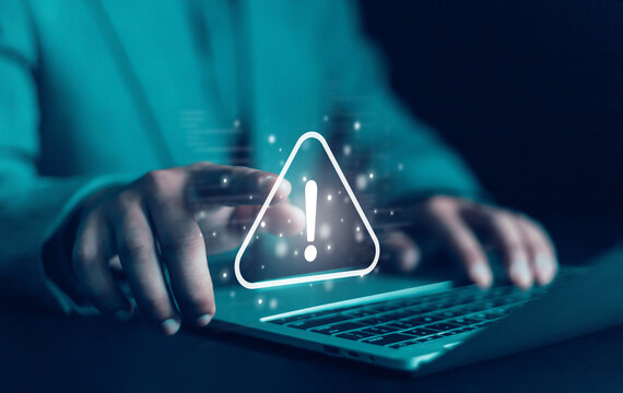 System hacked warning alert on laptop. error 404 alerts on a laptop, caution of spam in website digital Cyber attack on computer network, Virus, Spyware, Malware or Malicious software. Cyber security
 - Powered by Adobe