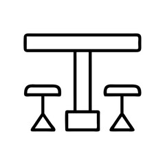 bar table icon, furniture line art, furniture vector - simple black line art icon of bar table perfect for logos, and furniture-themed designs.