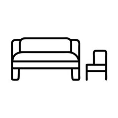 bed bench icon, furniture line art, furniture vector - simple black line art icon of bed bench perfect for logos, and furniture-themed designs.