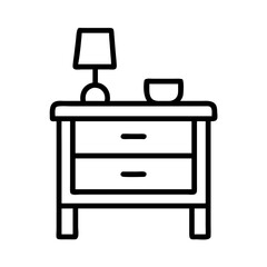 bedside table icon, furniture line art, furniture vector - simple black line art icon of bedside table perfect for logos, and furniture-themed designs.