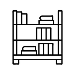 bookshelf icon, furniture line art, furniture vector - simple black line art icon of bookshelf perfect for logos, and furniture-themed designs.