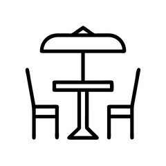bistro table icon, furniture line art, furniture vector - simple black line art icon of bistro table perfect for logos, and furniture-themed designs.