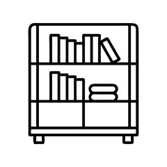 bookshelf icon, furniture line art, furniture vector - simple black line art icon of bookshelf perfect for logos, and furniture-themed designs.