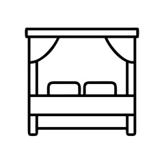 canopy bed icon, furniture line art, furniture vector - simple black line art icon of canopy bed perfect for logos, and furniture-themed designs.
