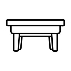 coffee table icon, furniture line art, furniture vector - simple black line art icon of coffee table perfect for logos, and furniture-themed designs.