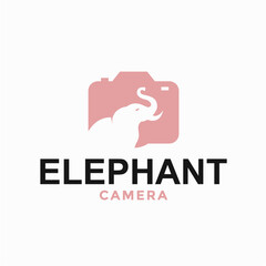 elephant and photopgraphy simple and modern logo