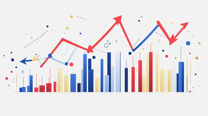 Abstract white background with Colorful charts and graphs with statistics to innovative analyze business potential and forecast future development of companies growth.