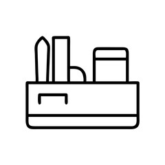 desk organizer icon, furniture line art, furniture vector - simple black line art icon of desk organizer perfect for logos, and furniture-themed designs.