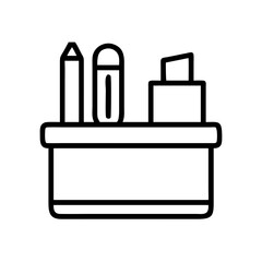 desk organizer icon, furniture line art, furniture vector - simple black line art icon of desk organizer perfect for logos, and furniture-themed designs.