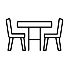 dining table icon, furniture line art, furniture vector - simple black line art icon of dining table perfect for logos, and furniture-themed designs.