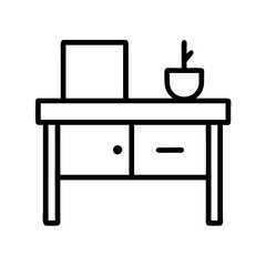 entryway table icon, furniture line art, furniture vector - simple black line art icon of entryway table perfect for logos, and furniture-themed designs.