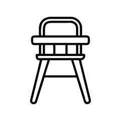 high chair icon, furniture line art, furniture vector - simple black line art icon of high chair perfect for logos, and furniture-themed designs.