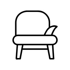 lounge chair icon, furniture line art, furniture vector - simple black line art icon of lounge chair perfect for logos, and furniture-themed designs.