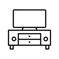 media unit icon, furniture line art, furniture vector - simple black line art icon of media unit perfect for logos, and furniture-themed designs.