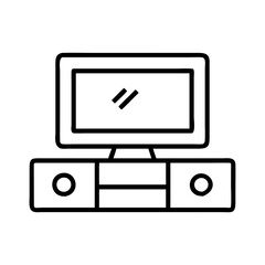 media unit icon, furniture line art, furniture vector - simple black line art icon of media unit perfect for logos, and furniture-themed designs.