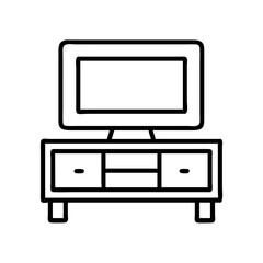 media unit icon, furniture line art, furniture vector - simple black line art icon of media unit perfect for logos, and furniture-themed designs.