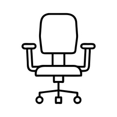 office chair icon, furniture line art, furniture vector - simple black line art icon of office chair perfect for logos, and furniture-themed designs.