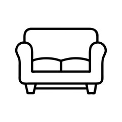 reclining sofa icon, furniture line art, furniture vector - simple black line art icon of reclining sofa perfect for logos, and furniture-themed designs.