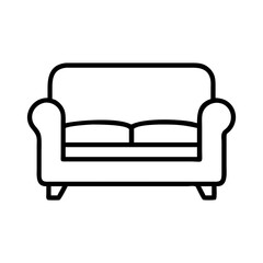 reclining sofa icon, furniture line art, furniture vector - simple black line art icon of reclining sofa perfect for logos, and furniture-themed designs.