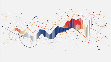 Obraz premium Abstract white background with Colorful charts and graphs with statistics to innovative analyze business potential and forecast future development of companies growth.