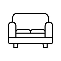 sofa icon, furniture line art, furniture vector - simple black line art icon of sofa perfect for logos, and furniture-themed designs.