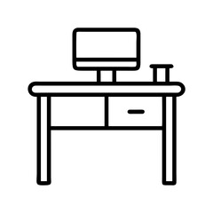 standing desk icon, furniture line art, furniture vector - simple black line art icon of standing desk perfect for logos, and furniture-themed designs.